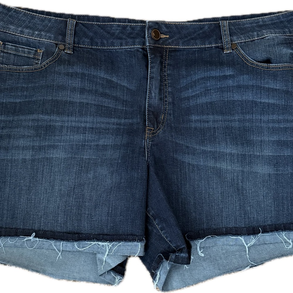 Lane Bryant Girlfriend Shorts Size 22 Dark Wash Frayed Hem